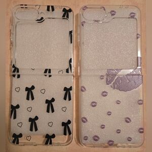 Black and Purple Bow and Lip Print Phone Case For Samsung Zlip 6